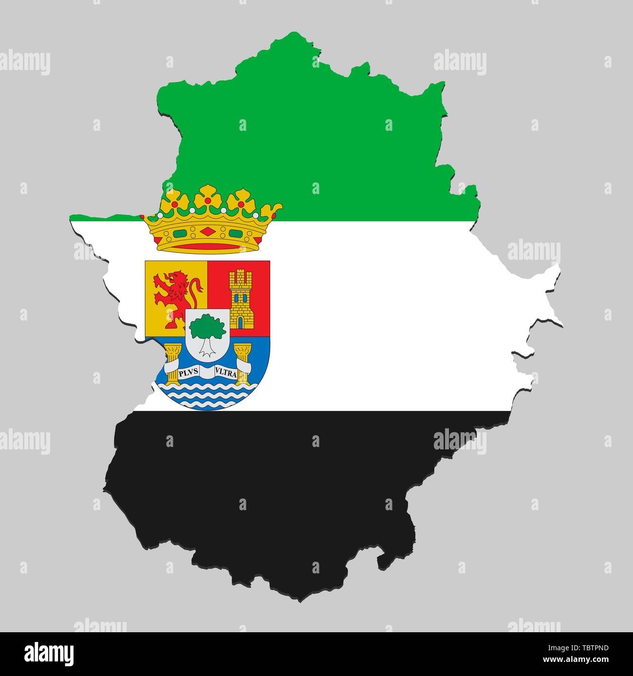 Map of Extremadura is a state Spain with flag. Vector Illustration ...