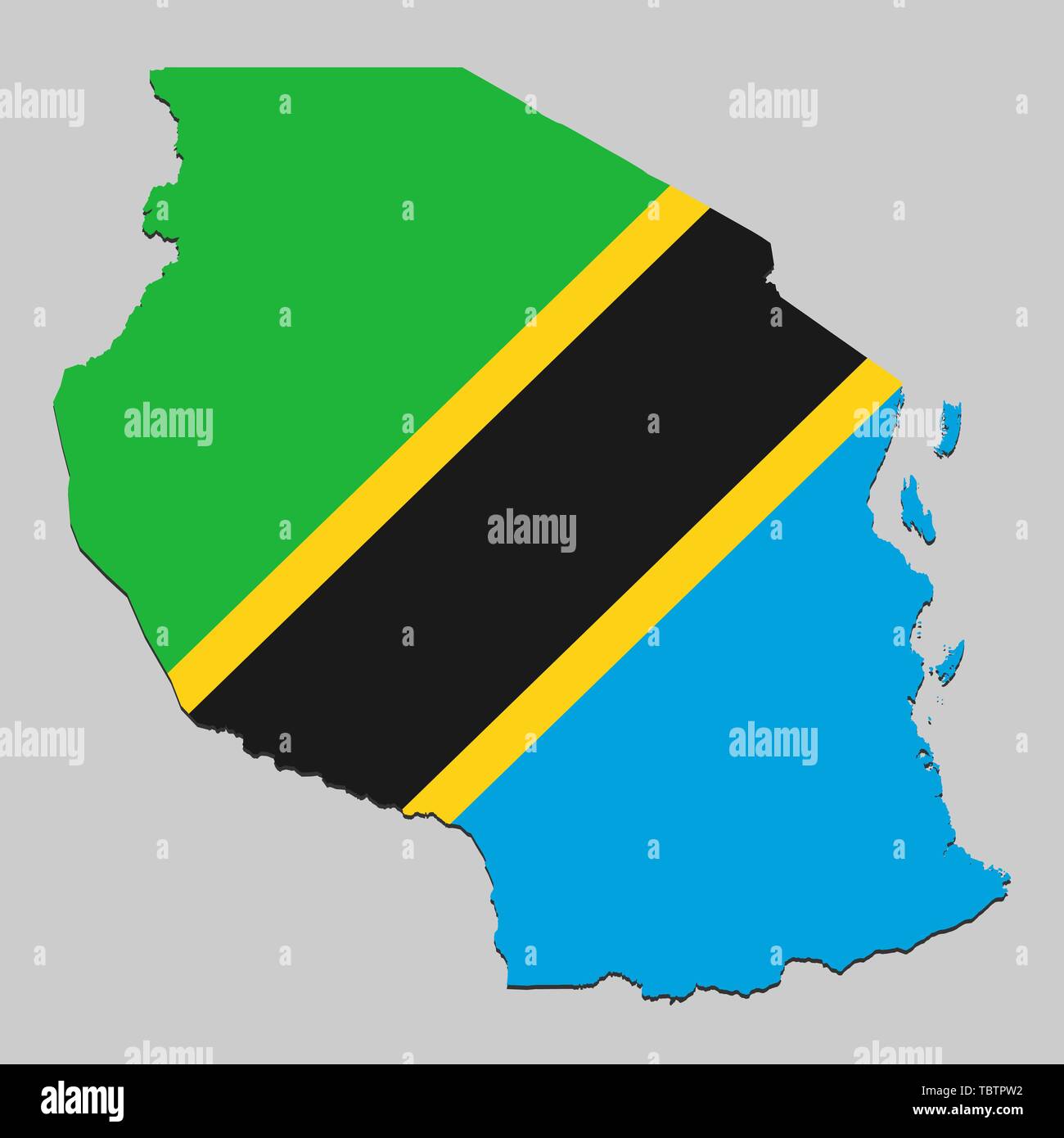 Map of Tanzania with national flag. Vector Illustration Stock Vector ...