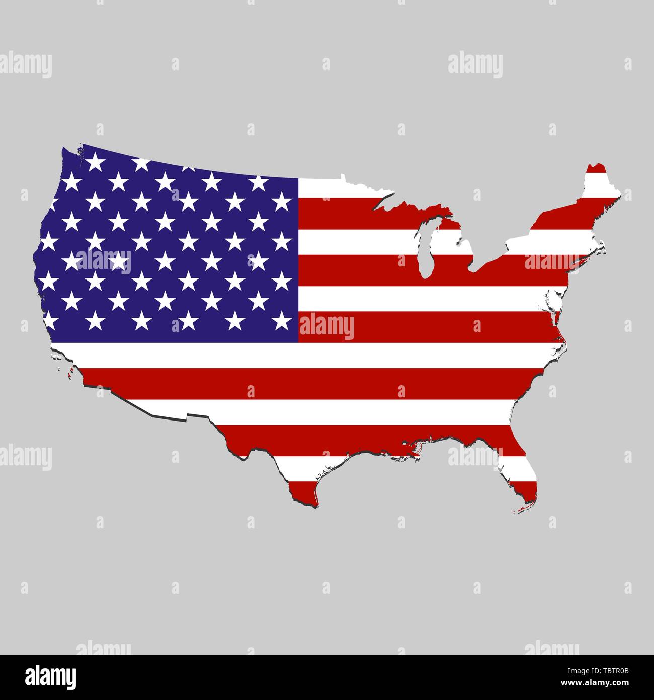Map of United States with national flag. Vector Illustration Stock ...