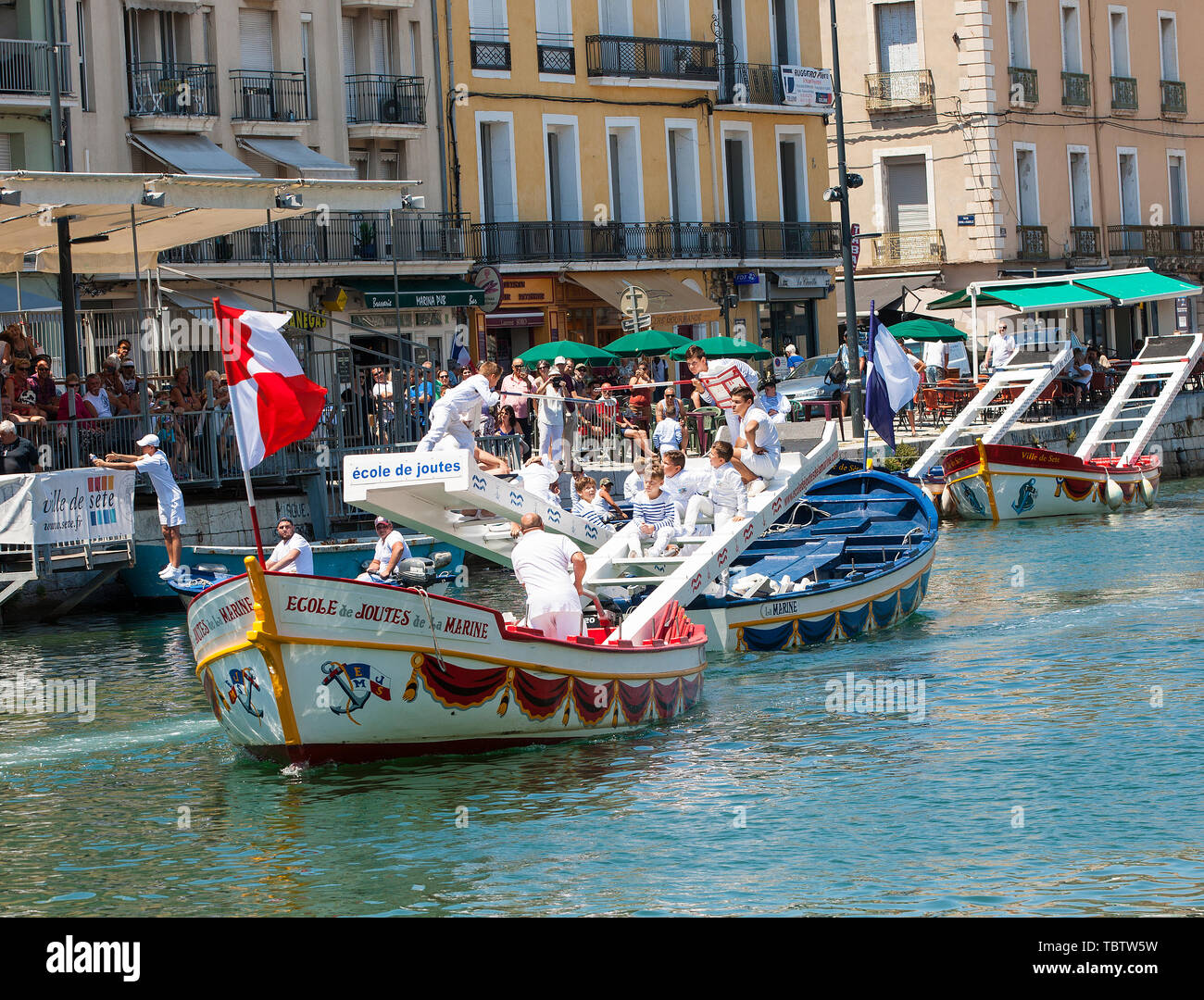 SETE, FRANCE - June 20, 2017: Water jousting competition which lasted ...