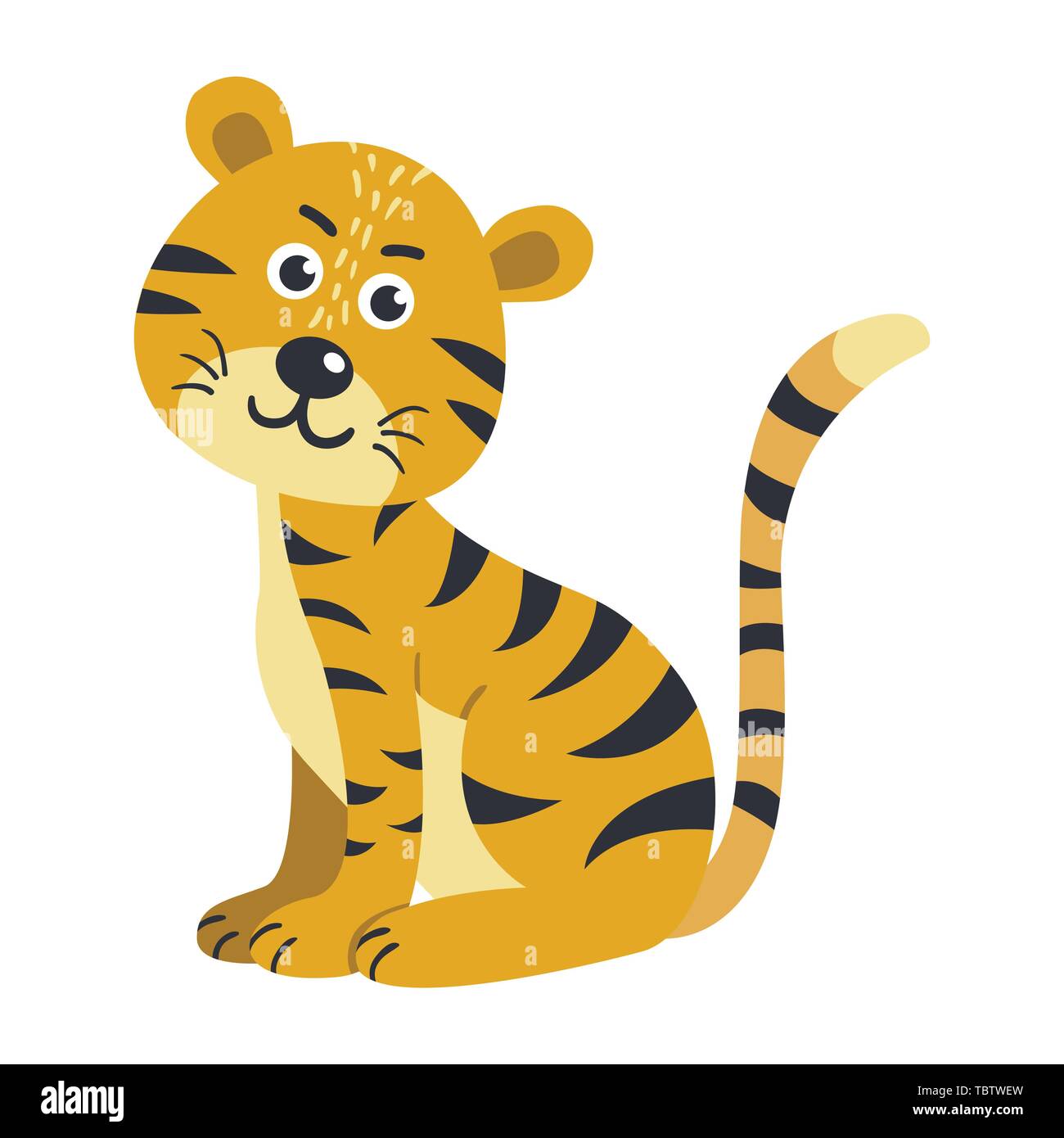 Vector cute African animal. Tiger. Funny character for kids. Stock Vector