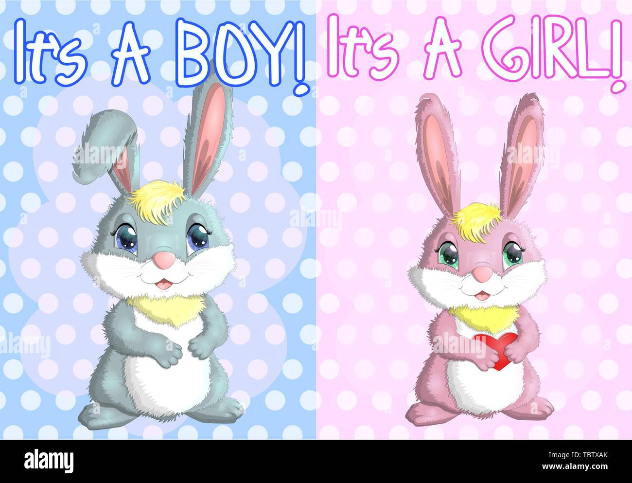 Baby Shower greeting card with babies bunny boy and girl Stock Vector ...