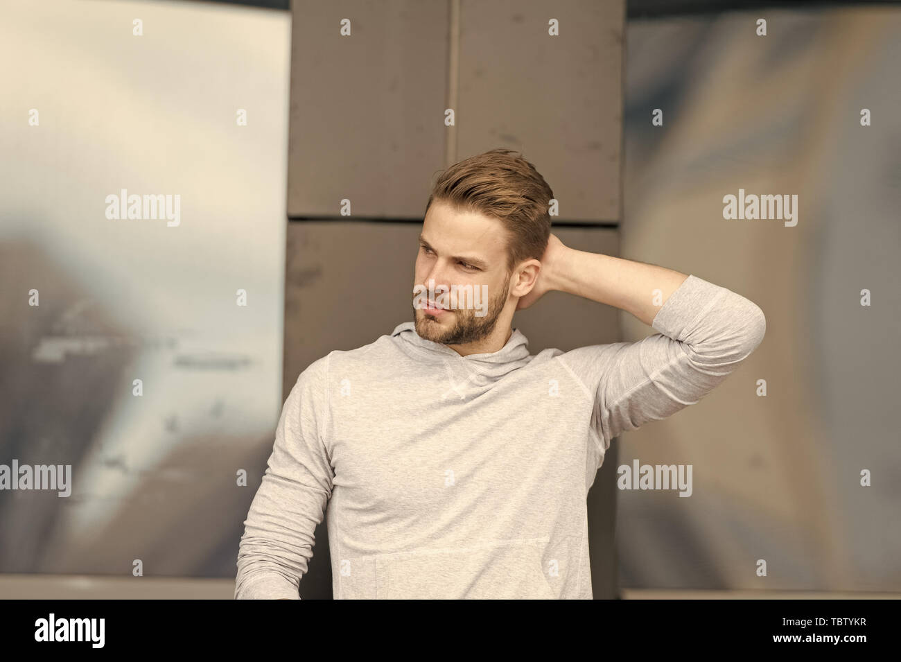 Haircut Concept Man With Stylish Haircut Young Man With New