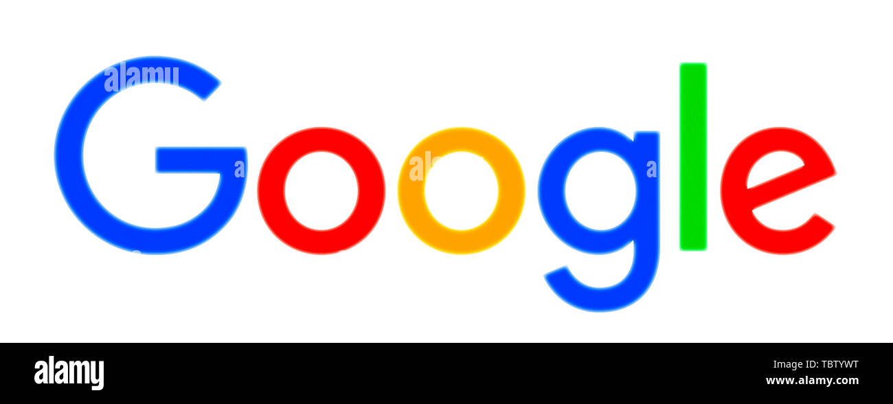 Google website on laptop screen. Google.com logo Stock Photo