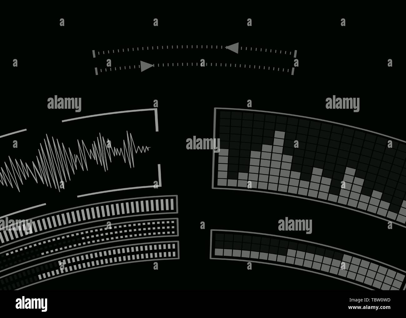 The screen with the audio program. Music setting. Vector illustration ...