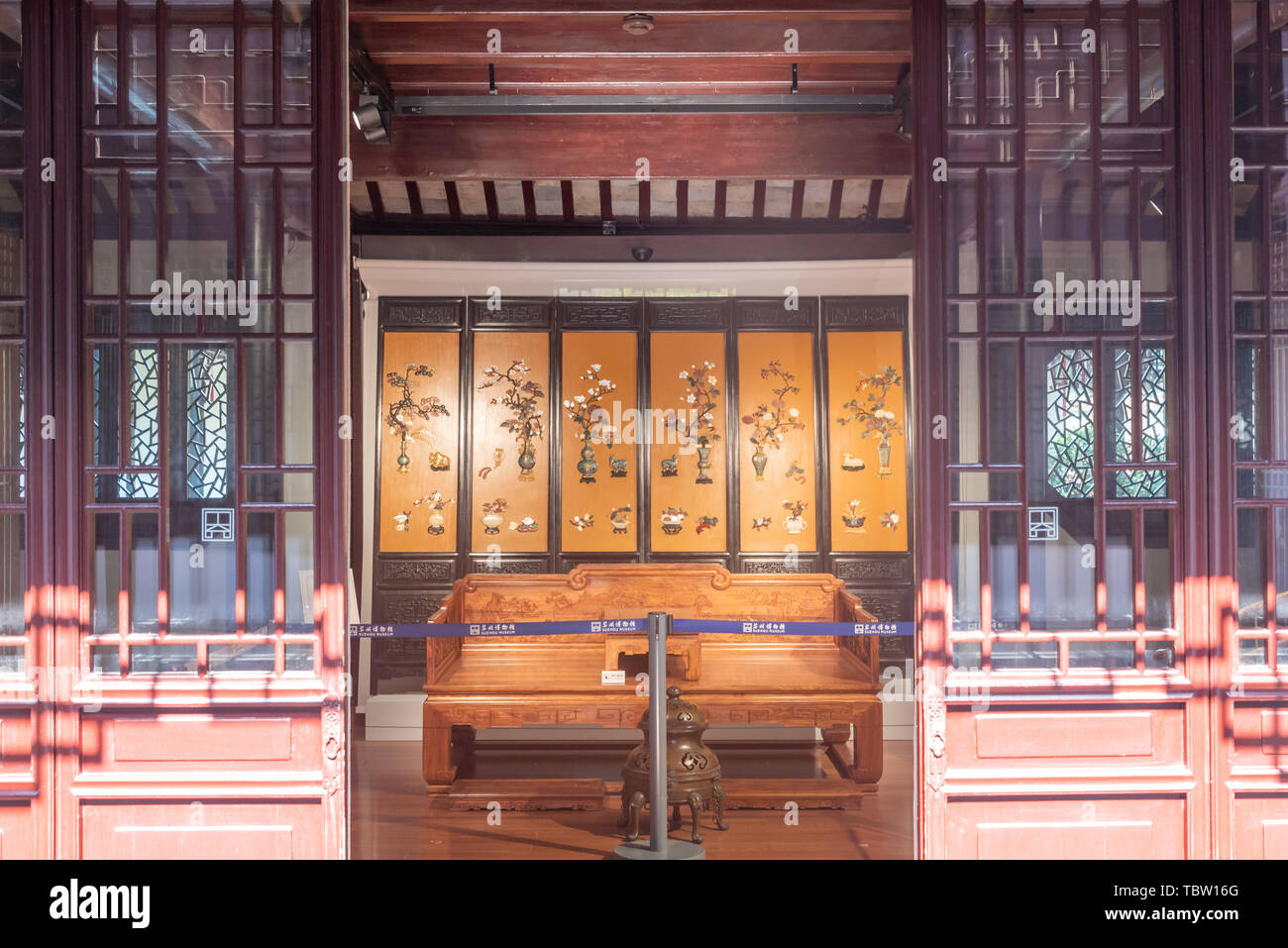 Architecture and interior view of Zhong Wang House, Taiping Heavenly Kingdom, Suzhou Stock Photo