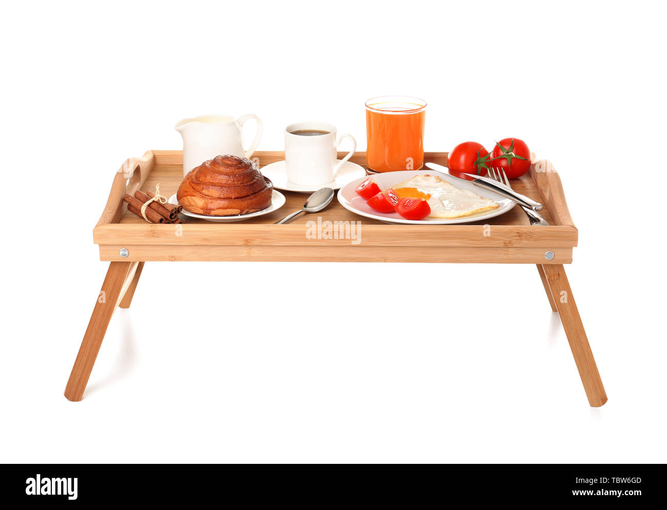 Bed Tray Table With Healthy Breakfast On White Background Stock Photo Alamy