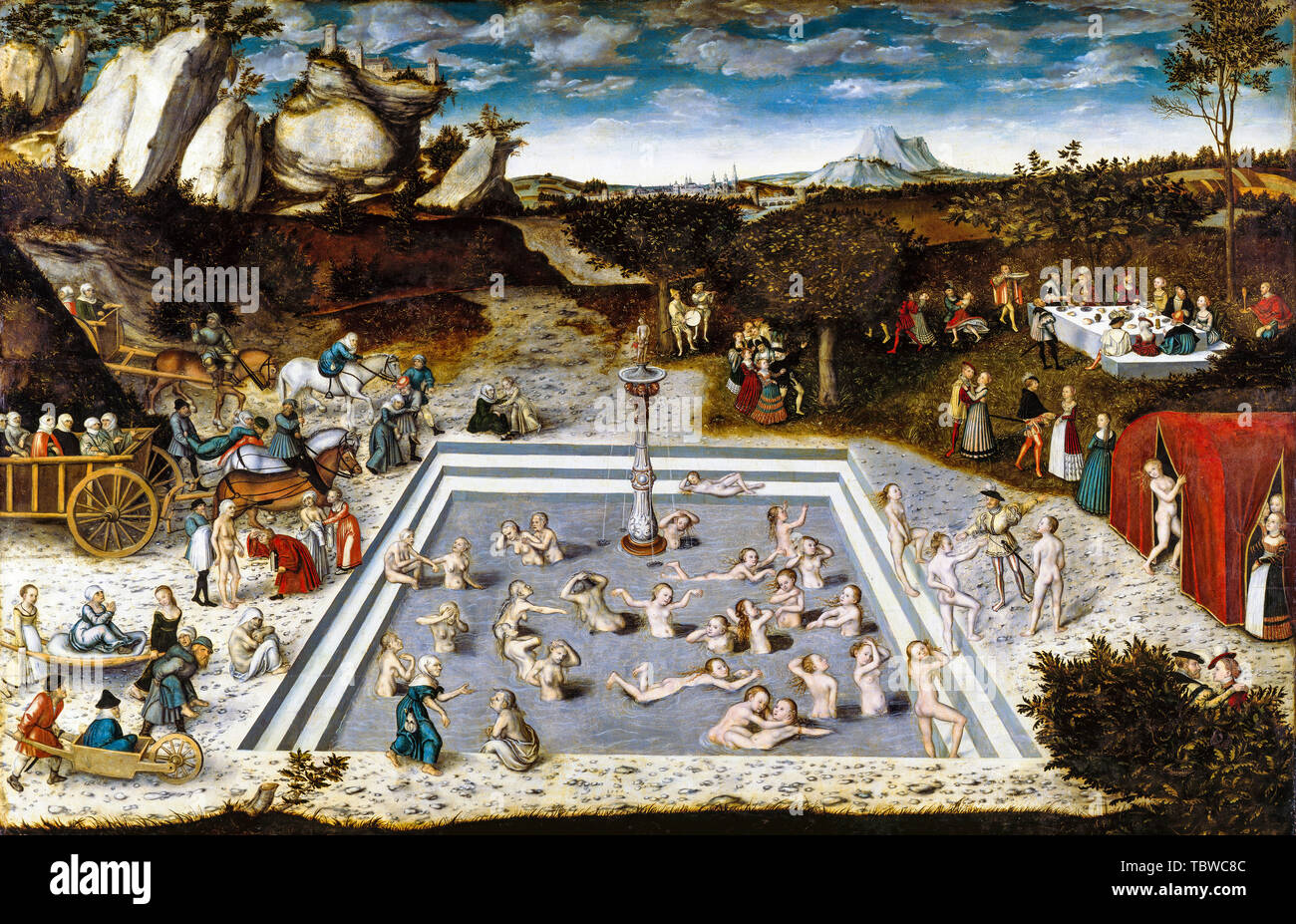 Lucas Cranach the Elder, The Fountain of Youth, painting, 1546 Stock Photo