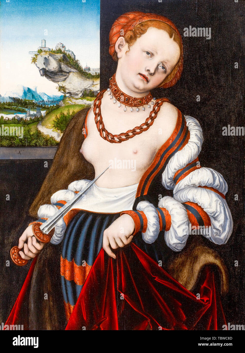 Lucas Cranach the Elder, The Suicide of Lucretia, painting, 1529 Stock Photo