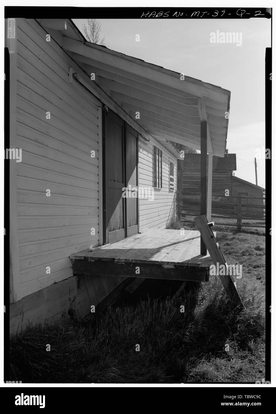MAIN ELEVATION, DETAIL OF PORCH GrantKohrs Ranch, Granary No. 1
