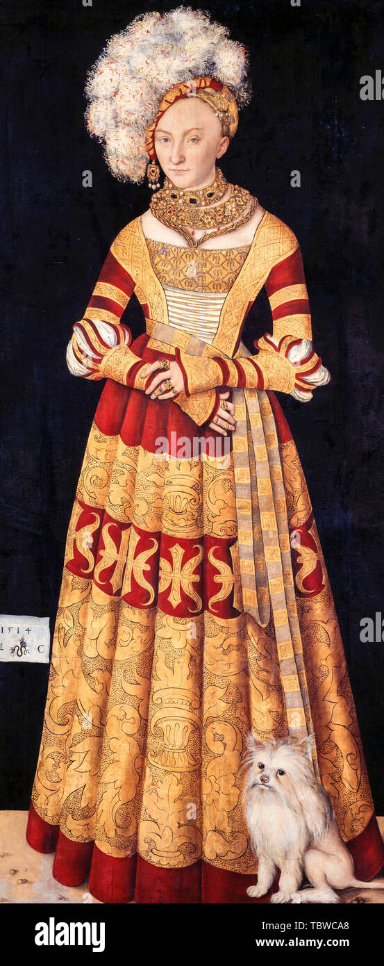 Lucas Cranach the Elder, Duchess Catherine of Mecklenburg, portrait painting, 1514 Stock Photo