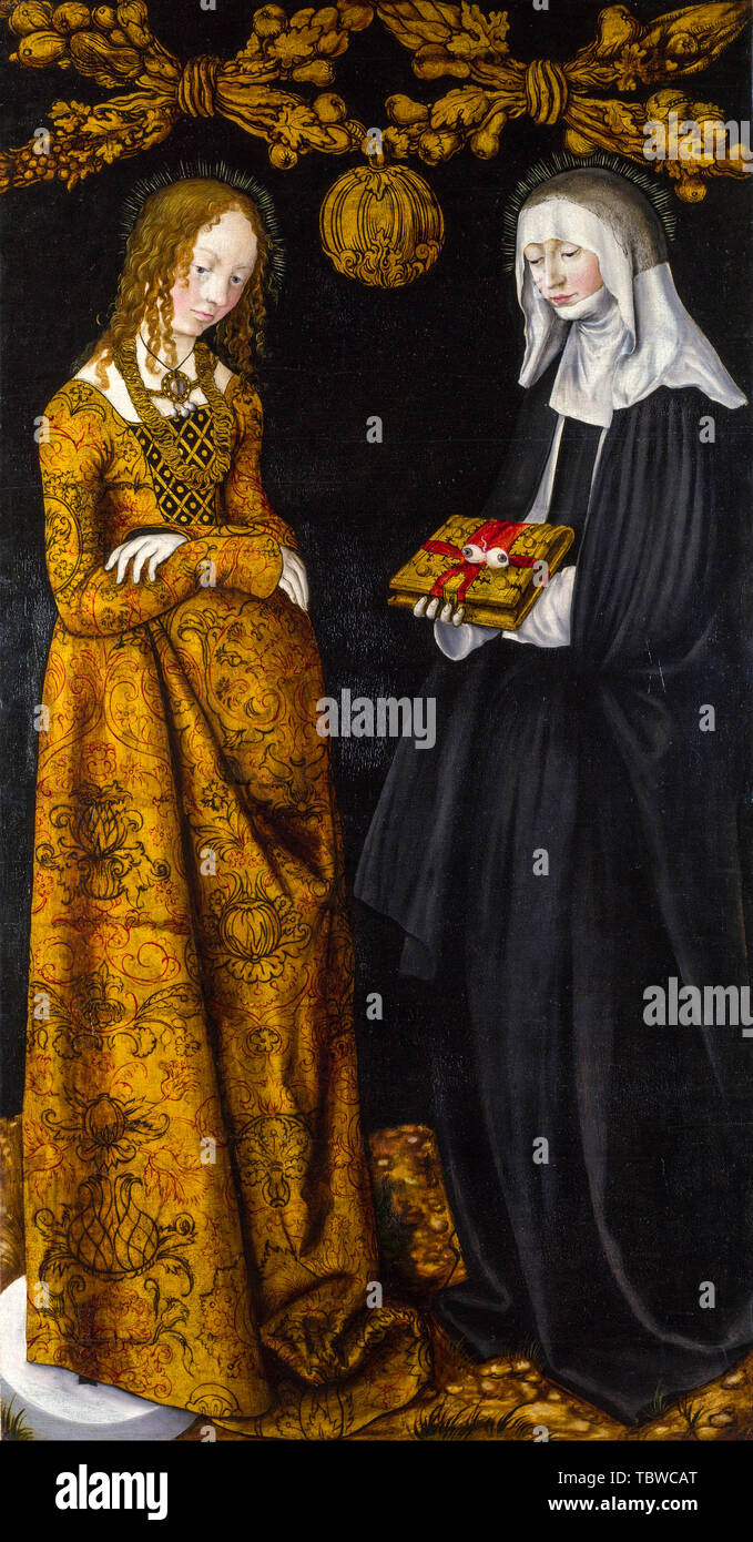 Lucas Cranach the Elder, Saints Christina and Ottilia, portrait painting, 1506 Stock Photo