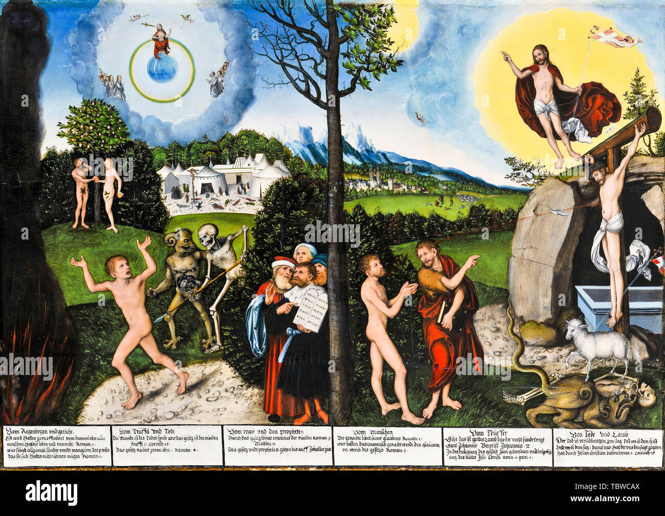 Lucas Cranach the Elder, Damnation and Redemption, Law and Grace, painting, 1529 Stock Photo