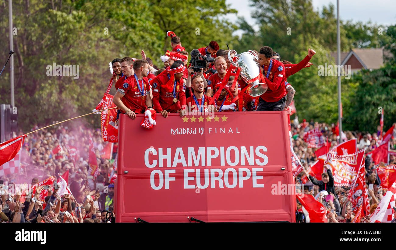 Liverpool Football Club Champions League Parade Through The City On An Open Top Bus 2nd June