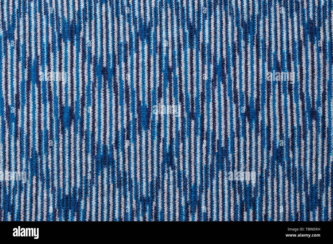 Blue knitted wool texture background pattern with high resolution. Top view. Copy space. Stock Photo