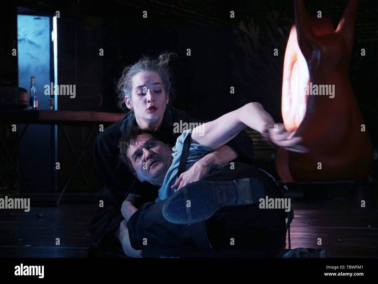 March 5, 2019. - Russia, Moscow. - Moscow Art Theatre. Performance 'The Man  of Fish' staged by Yury Butusov. Set Designer - Nikolai Simonov, Costume  Designer - Yuliya Vetrova, Lighting Designer -