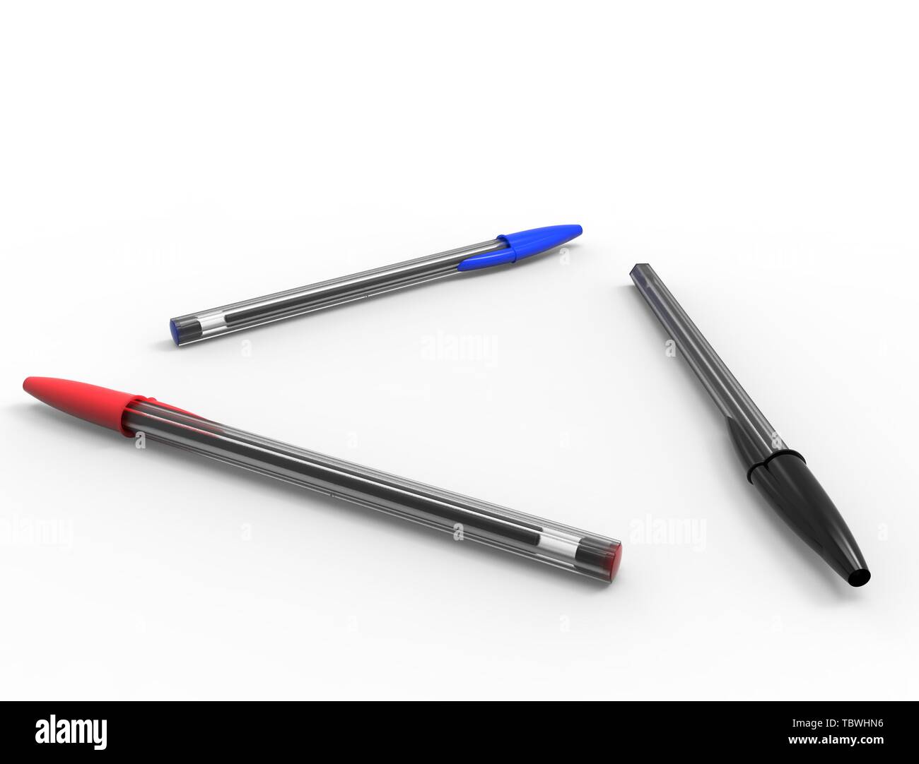 3D rendering of ballpoint pens isolated on white background Stock Photo ...