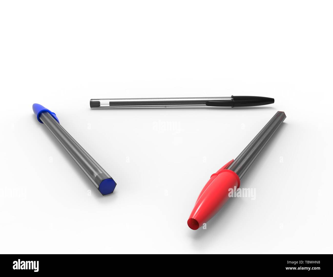 3D rendering of ballpoint pens isolated on white background Stock Photo ...