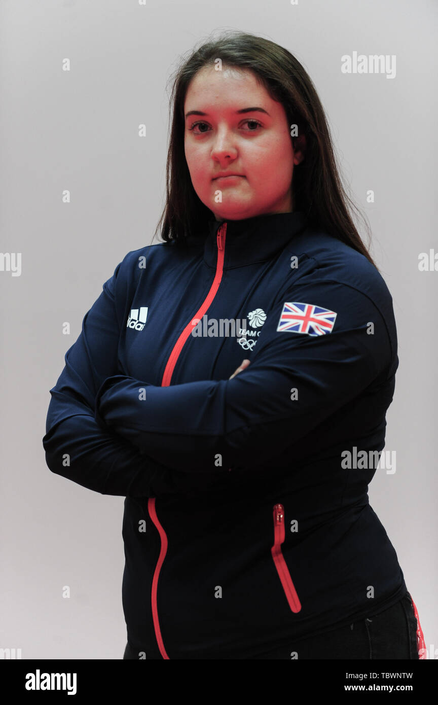 Lucy Mason during the kitting out session for the 2019 Minsk European Games at the Birmingham NEC. Stock Photo
