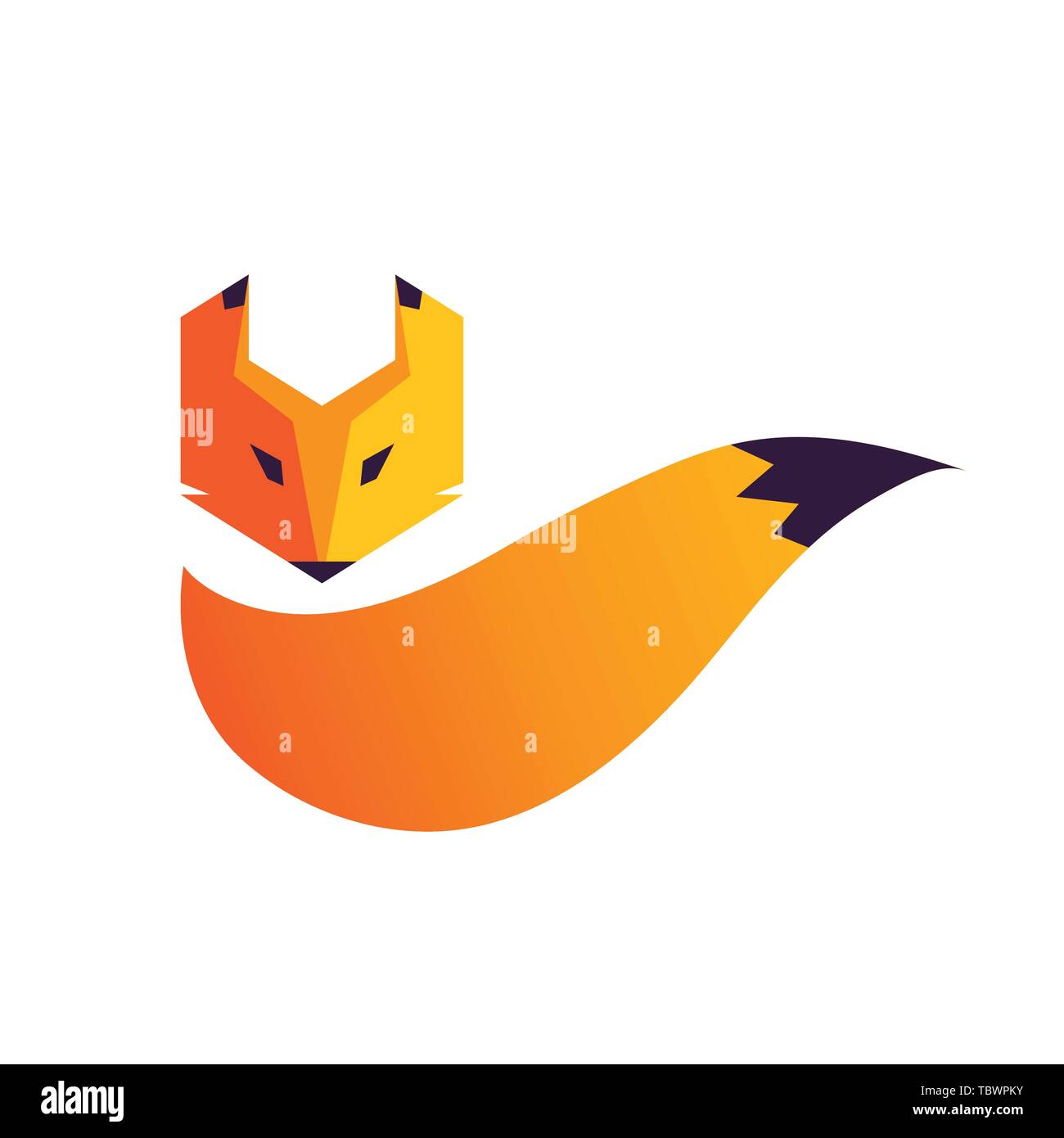Fox head and tail logo. Vector illustration Stock Vector