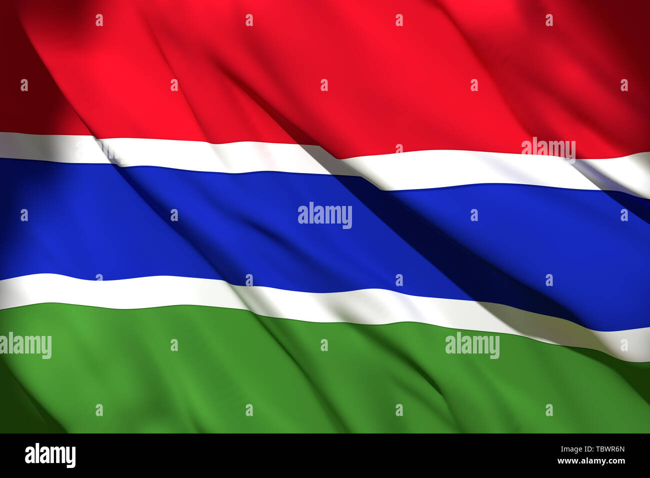 3d rendering of a Gambia national flag waving Stock Photo - Alamy