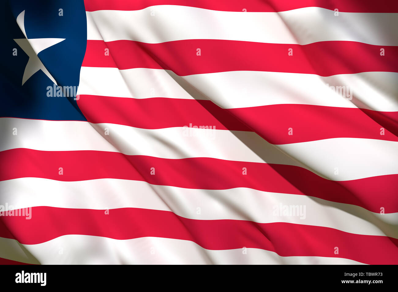 3d rendering of a Liberia national flag waving Stock Photo - Alamy