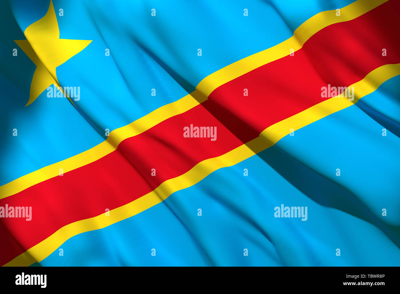 3d rendering of a Democratic Republic of Congo national flag waving ...