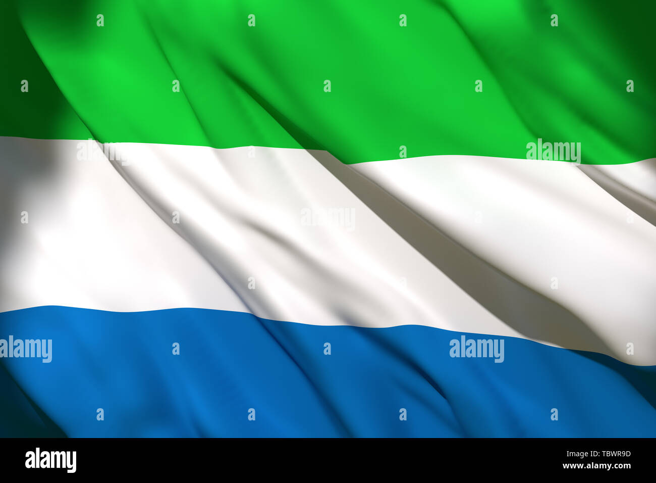 3d rendering of a Sierra Leone national flag waving Stock Photo - Alamy
