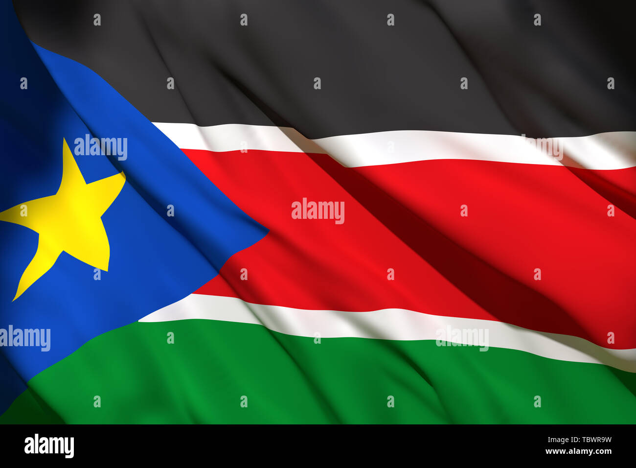 3d rendering of a South Sudan national flag waving Stock Photo - Alamy