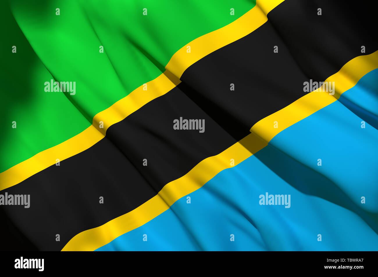 3d rendering of a Tanzania national flag waving Stock Photo - Alamy