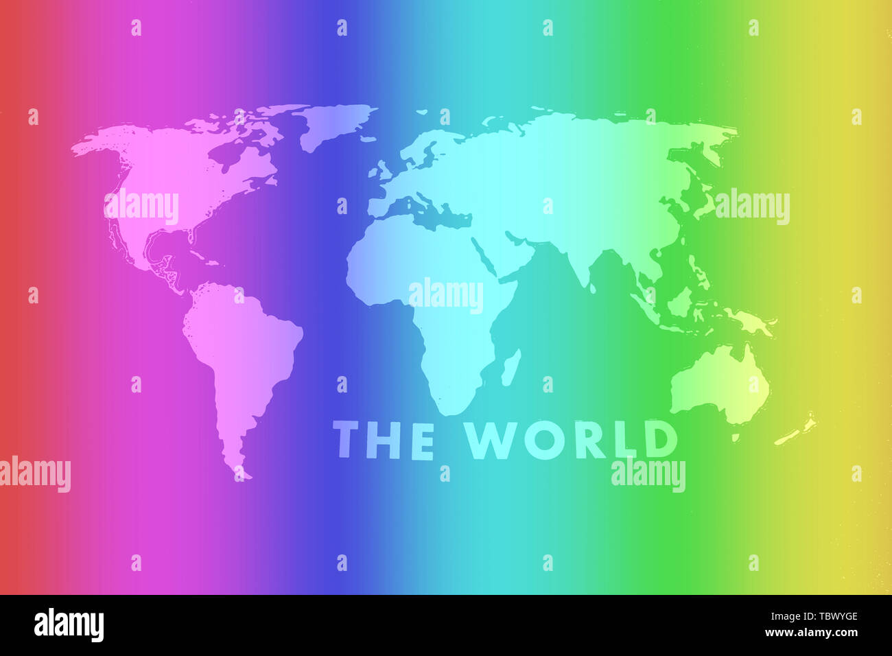 Waving Colorful Gay Rainbow Flag Of On A Gray World Map Background