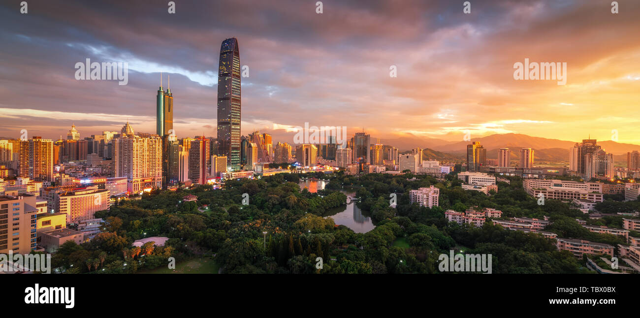 Shenzhen Futian Luohu Innovative Economy, Guangdong, Hong Kong and Macao Greater Bay Area Reform and Opening up Special Economic Zone Panorama Stock Photo