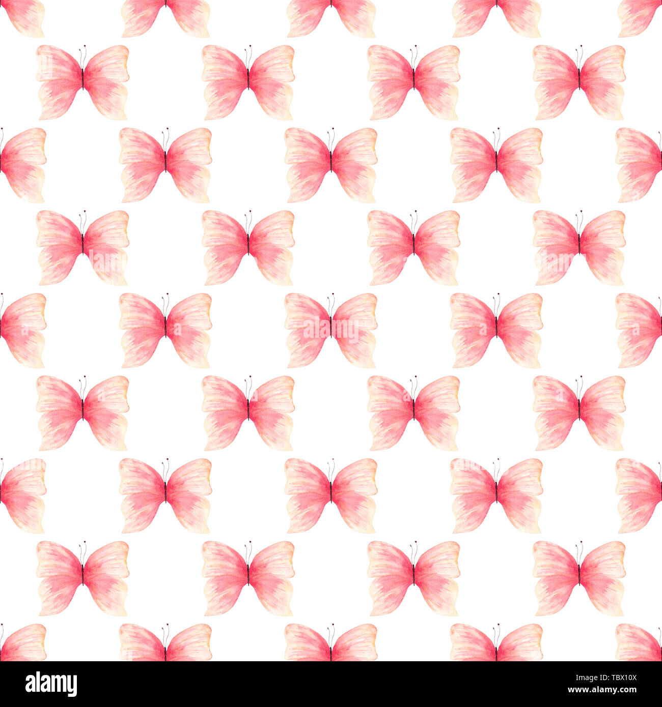 Red Insect Pattern Elegant butterflies seamless raster pattern. Beautiful pale red insects ...