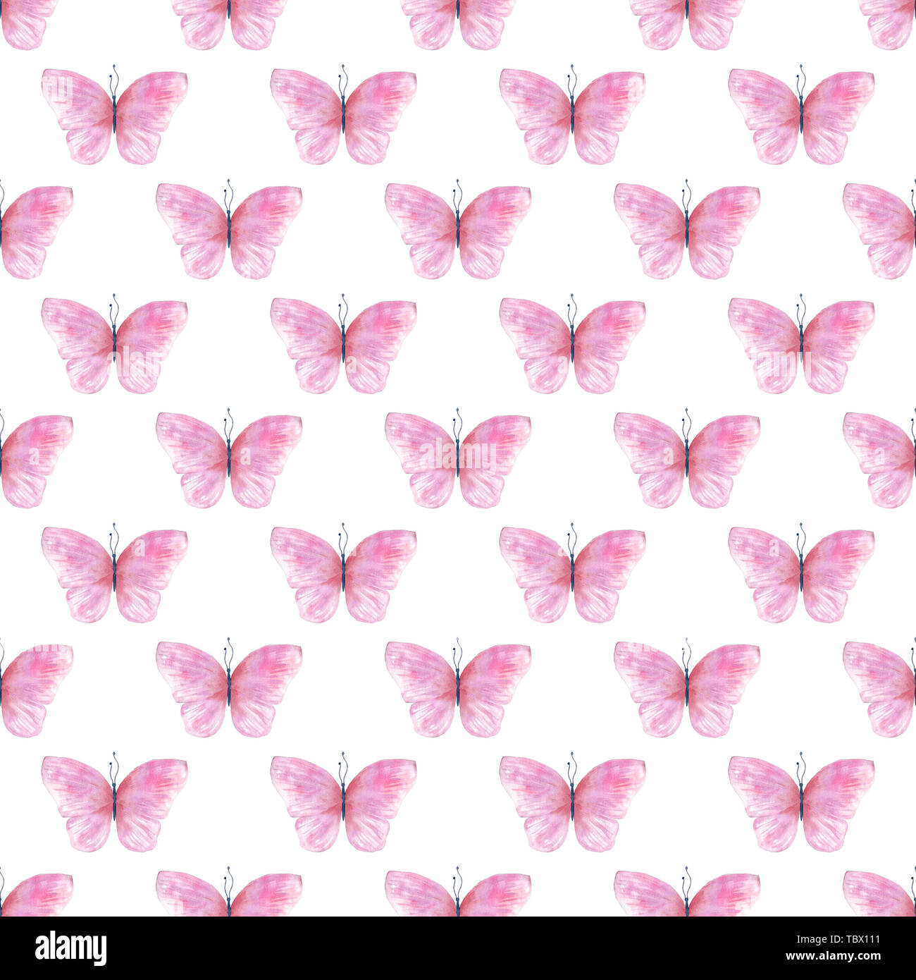 Cute pink butterflies seamless raster pattern. Beautiful coral insects ...