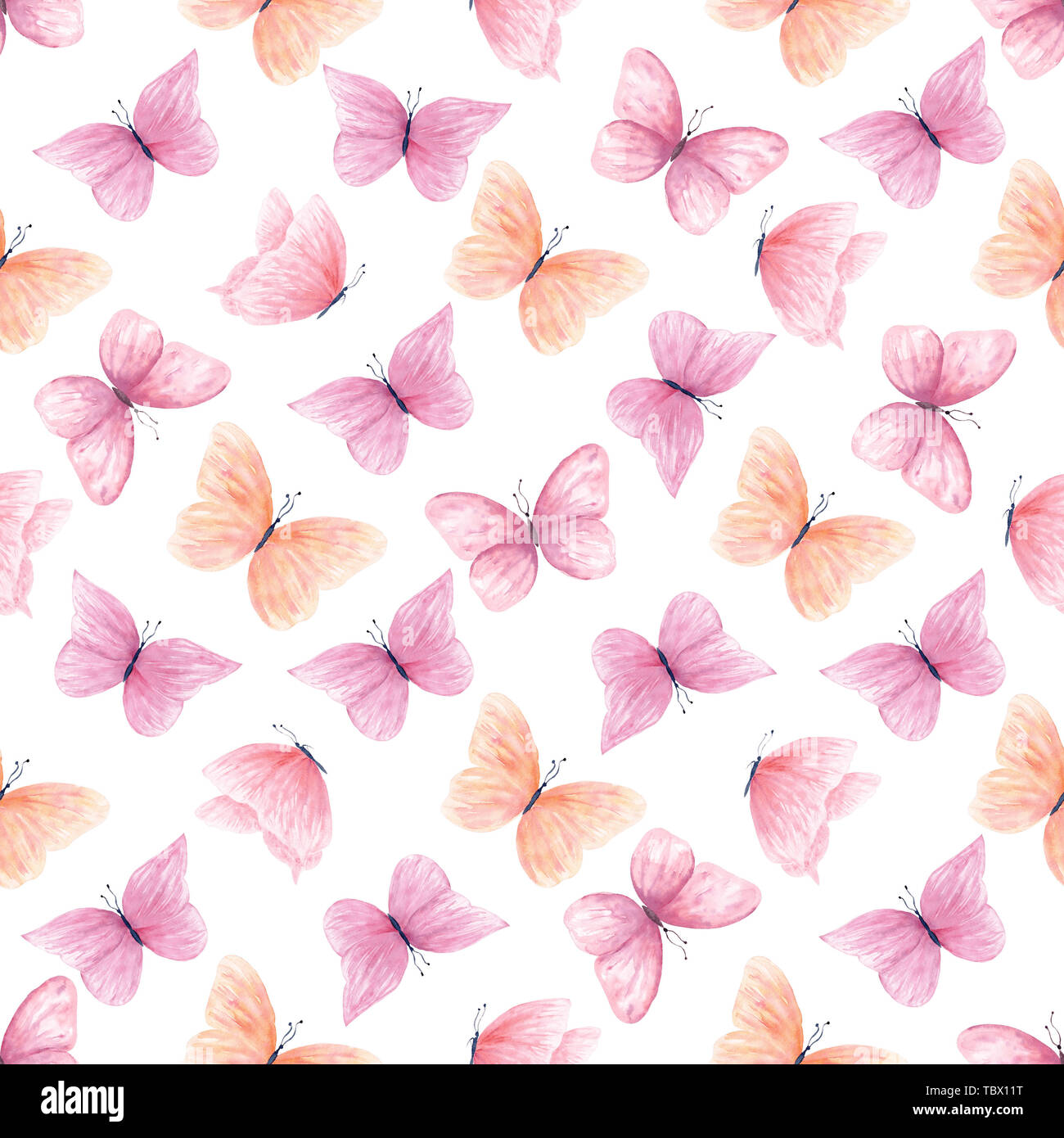 Colorful butterflies watercolor seamless pattern Stock Photo