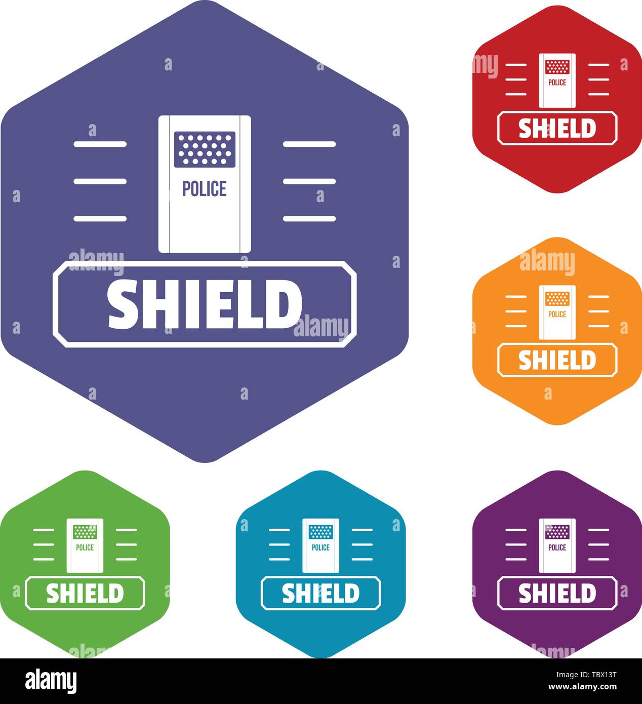 Social protest shield icons vector hexahedron Stock Vector