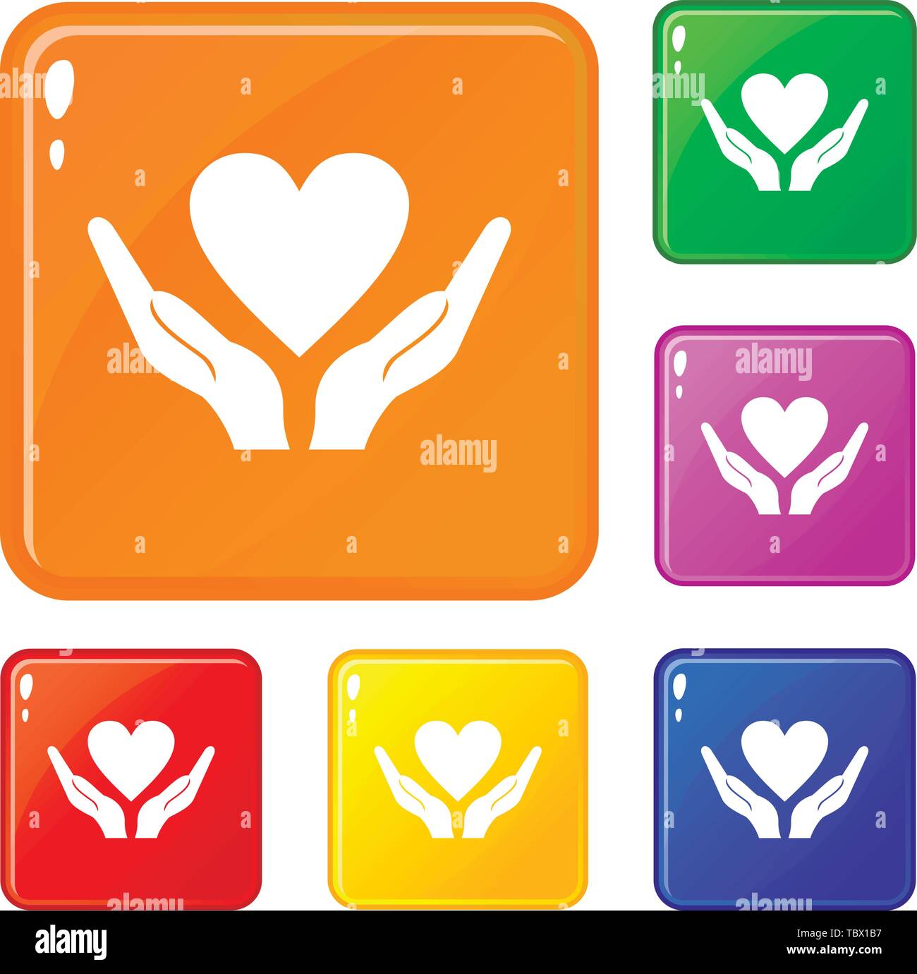 Hands holding heart icons set vector color Stock Vector Image & Art - Alamy