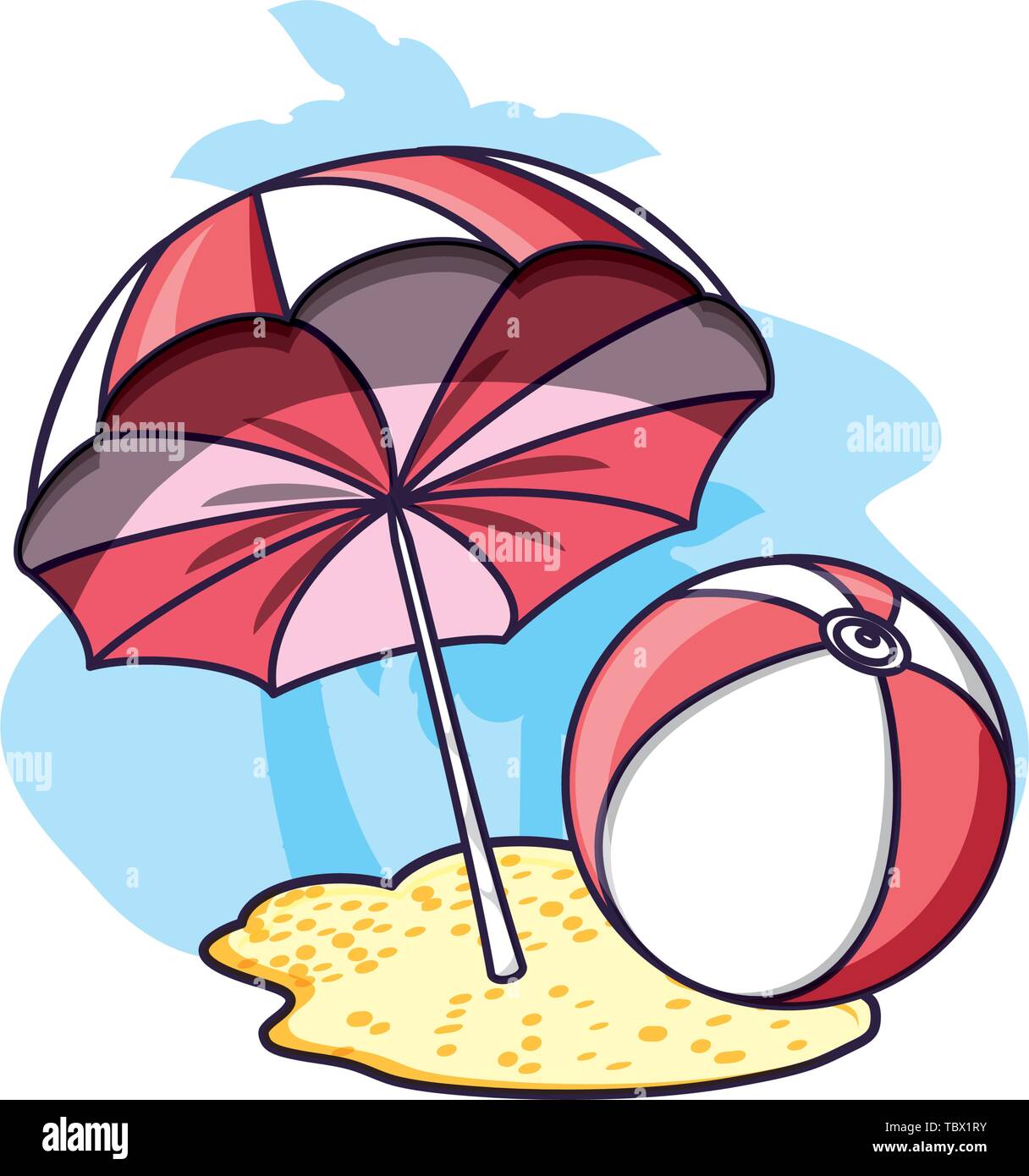 beach balloon plastic toy with umbrella open vector illustration design ...