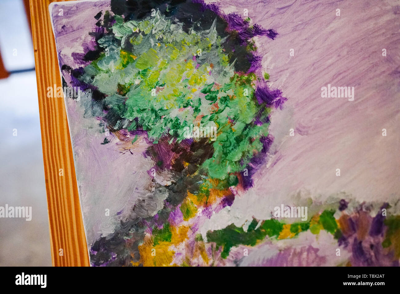 Vintage art oil flower painting hi-res stock photography and images - Alamy