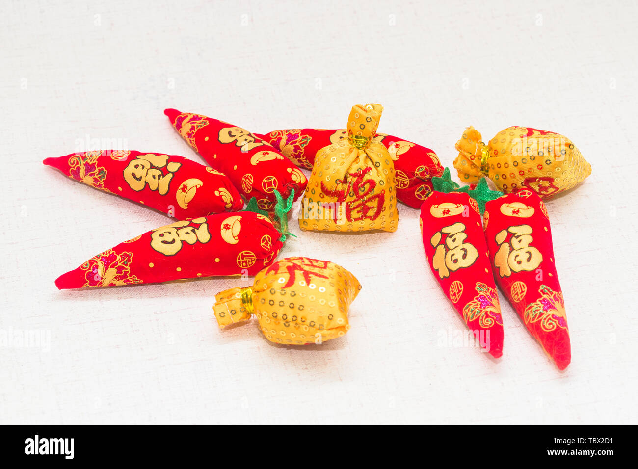 Lunar New Year Lucky Bag Meaning Red Hot Chili Pepper Stock Photo Alamy