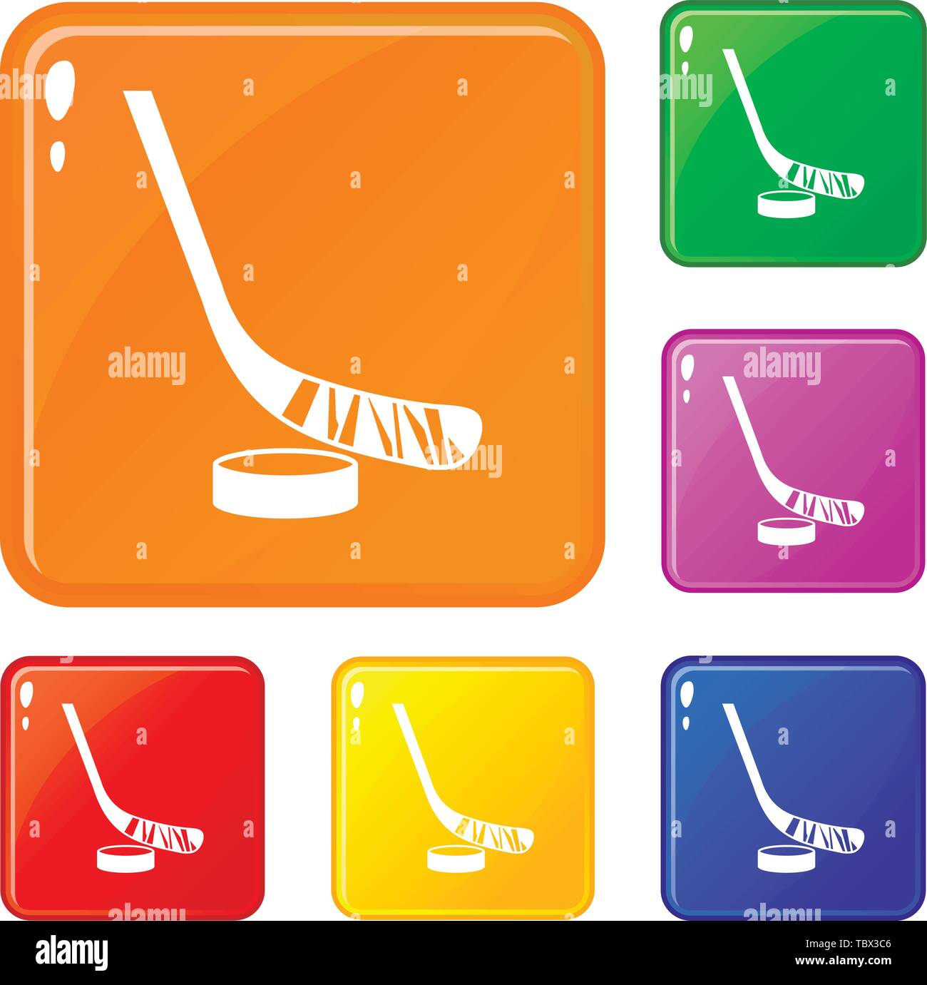 Stick and puck icons set vector color Stock Vector Image & Art Alamy