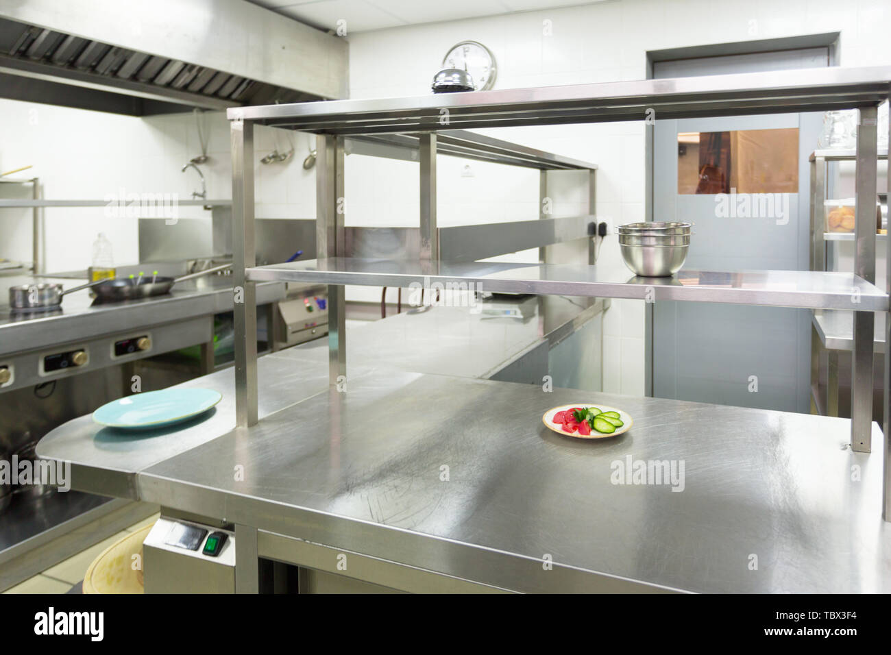 Modern kitchen equipment in a restaurant Stock Photo