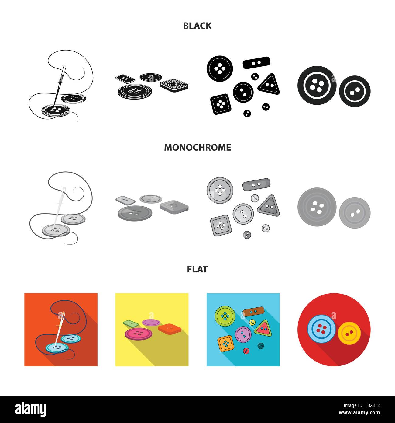 Isolated object of button and circle icon. Collection of button and ...