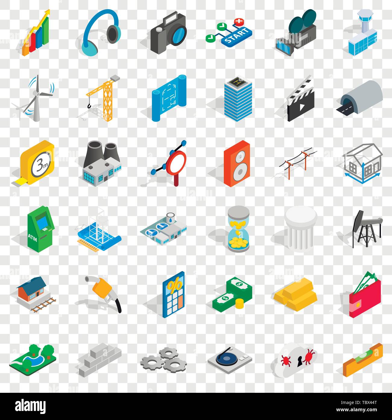 Calculator icons set, isometric style Stock Vector