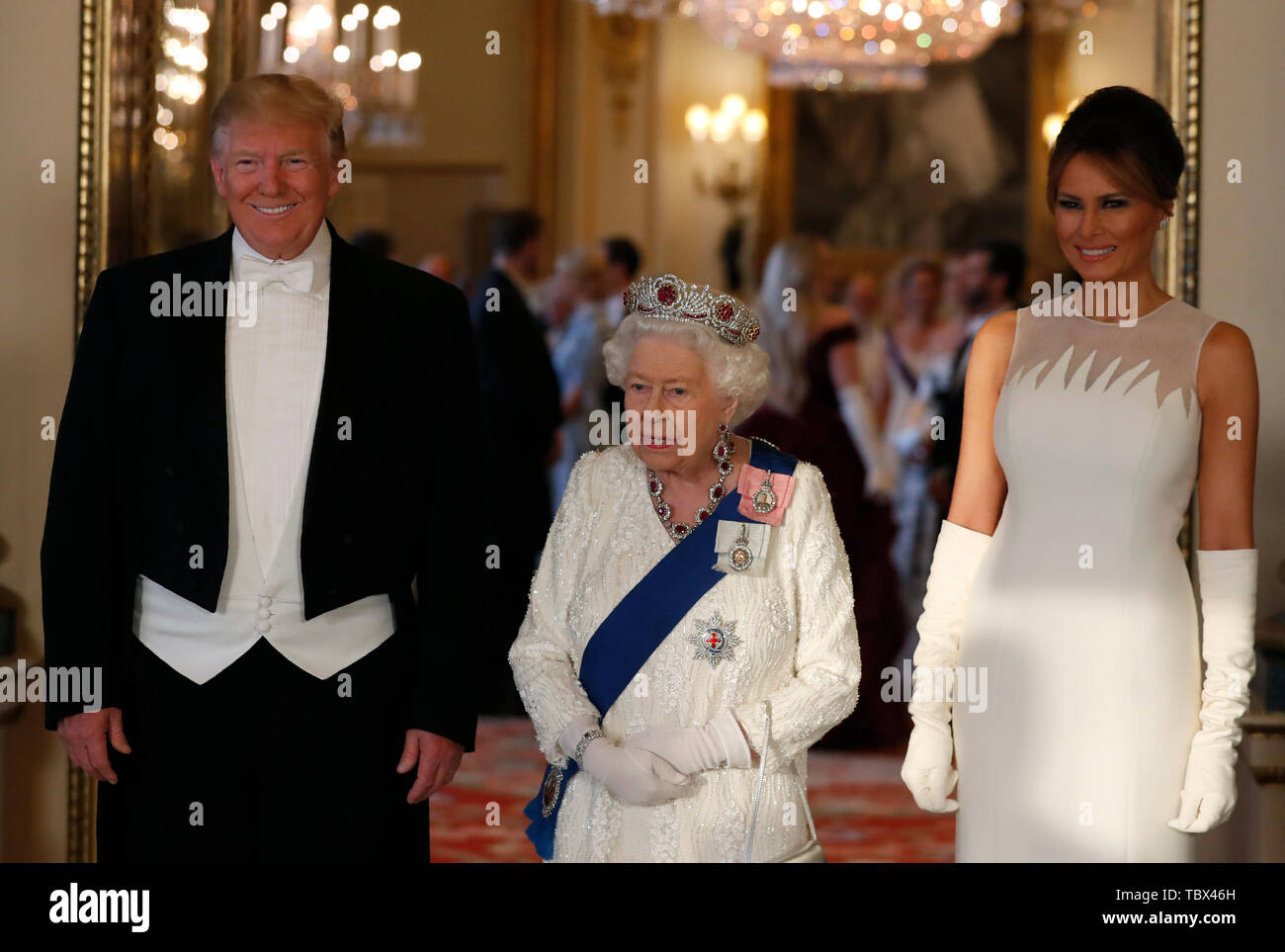 Left To Right Us President Donald Trump Queen Elizabeth Ii And