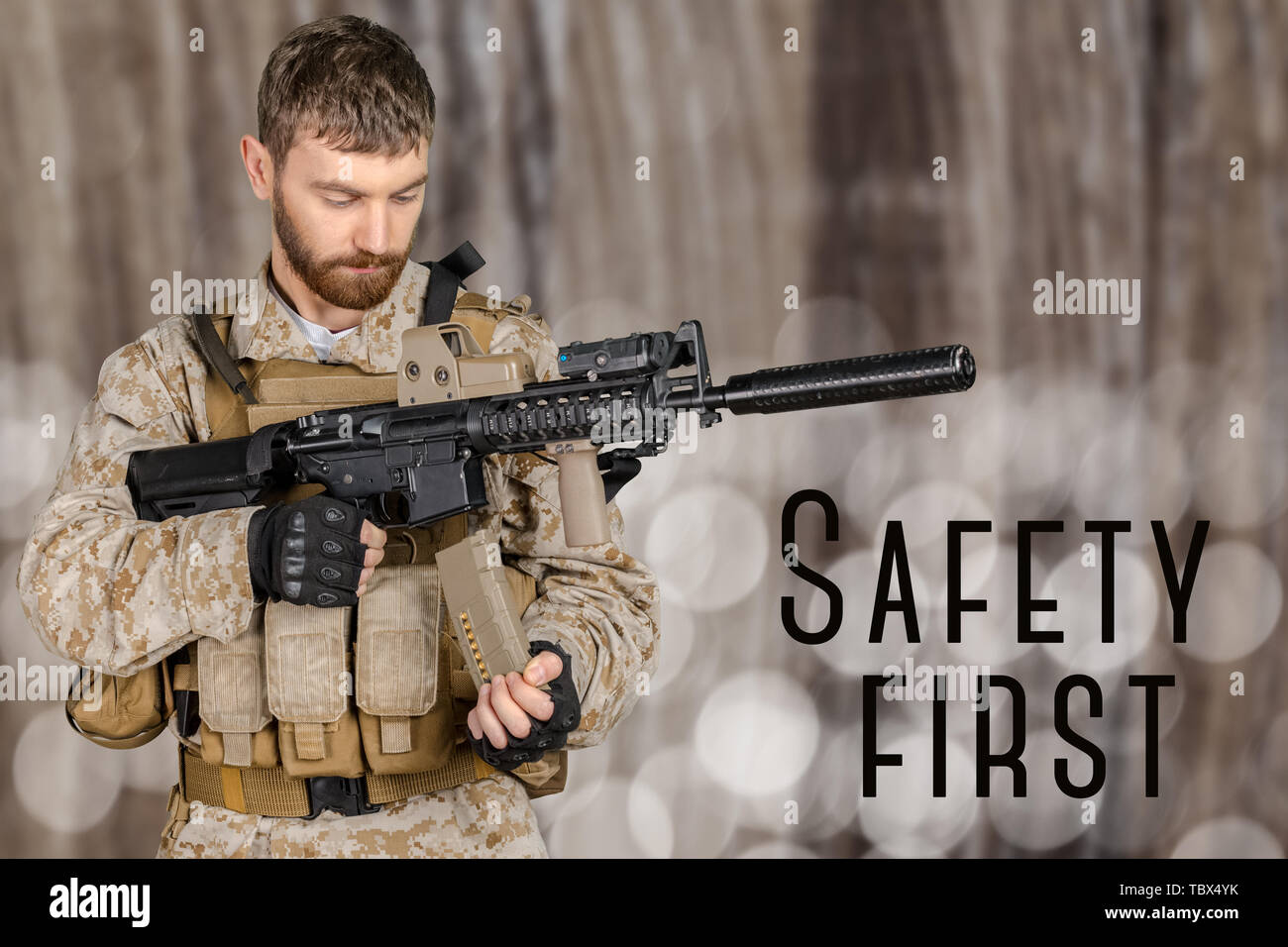 Soldier with rifle Stock Photo