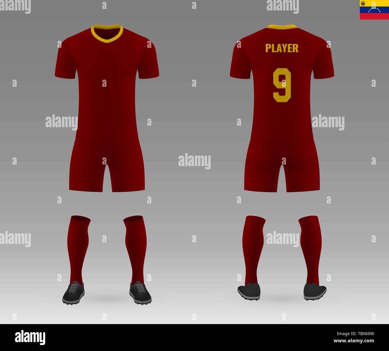 football kit of national team Venezuela, shirt template for soccer jersey.  Vector illustration Stock Vector Image & Art - Alamy