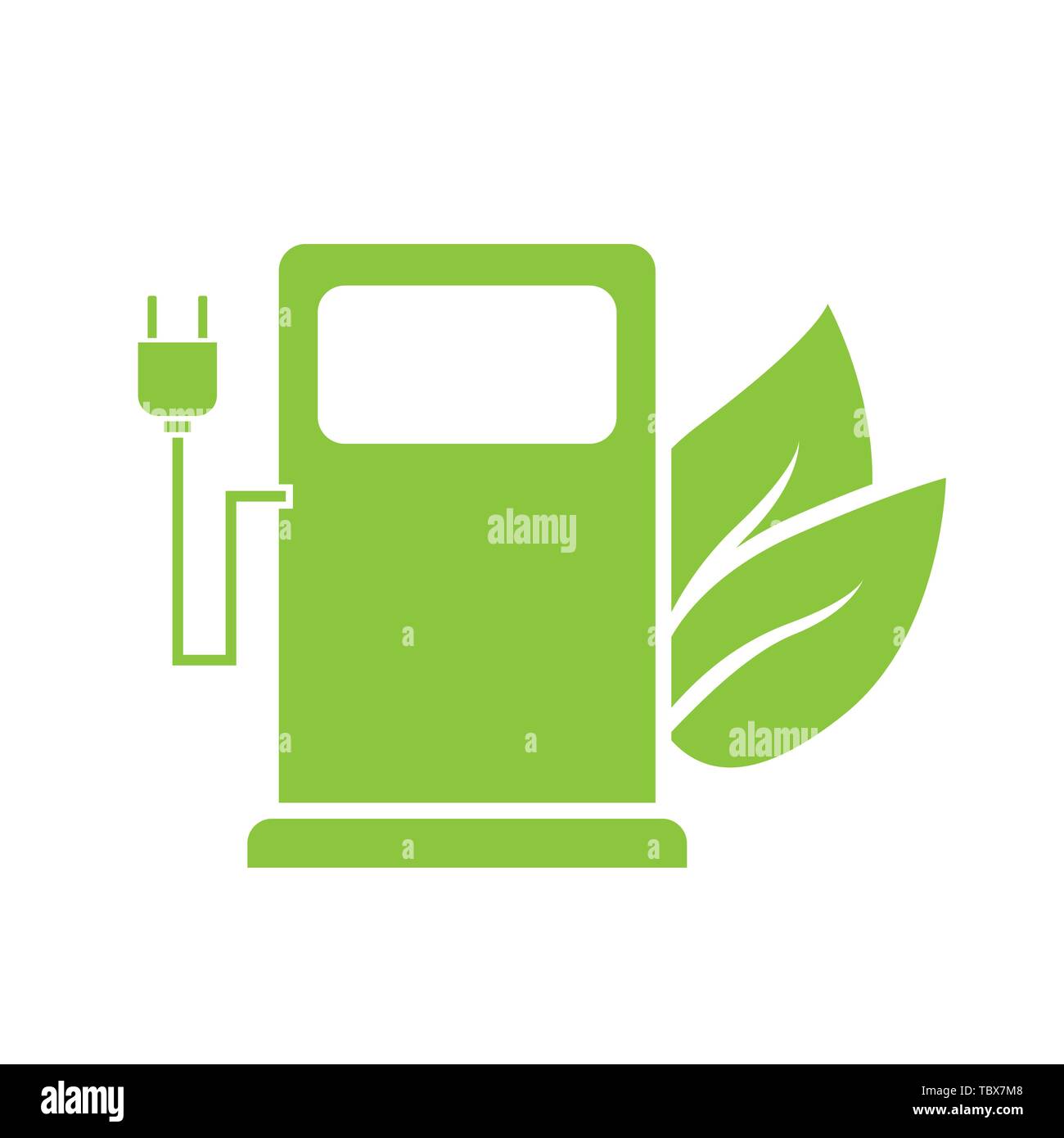 Green Charging station for electric car with green leaves icon. Vector illustration Stock Vector