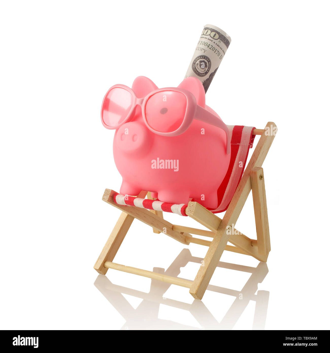 Piggy bank wearing retro sunglasses isolated on white Stock Photo - Alamy