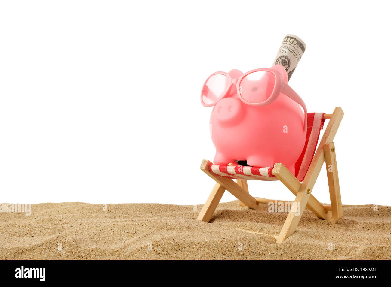 Piggy bank wearing retro sunglasses isolated on white Stock Photo - Alamy